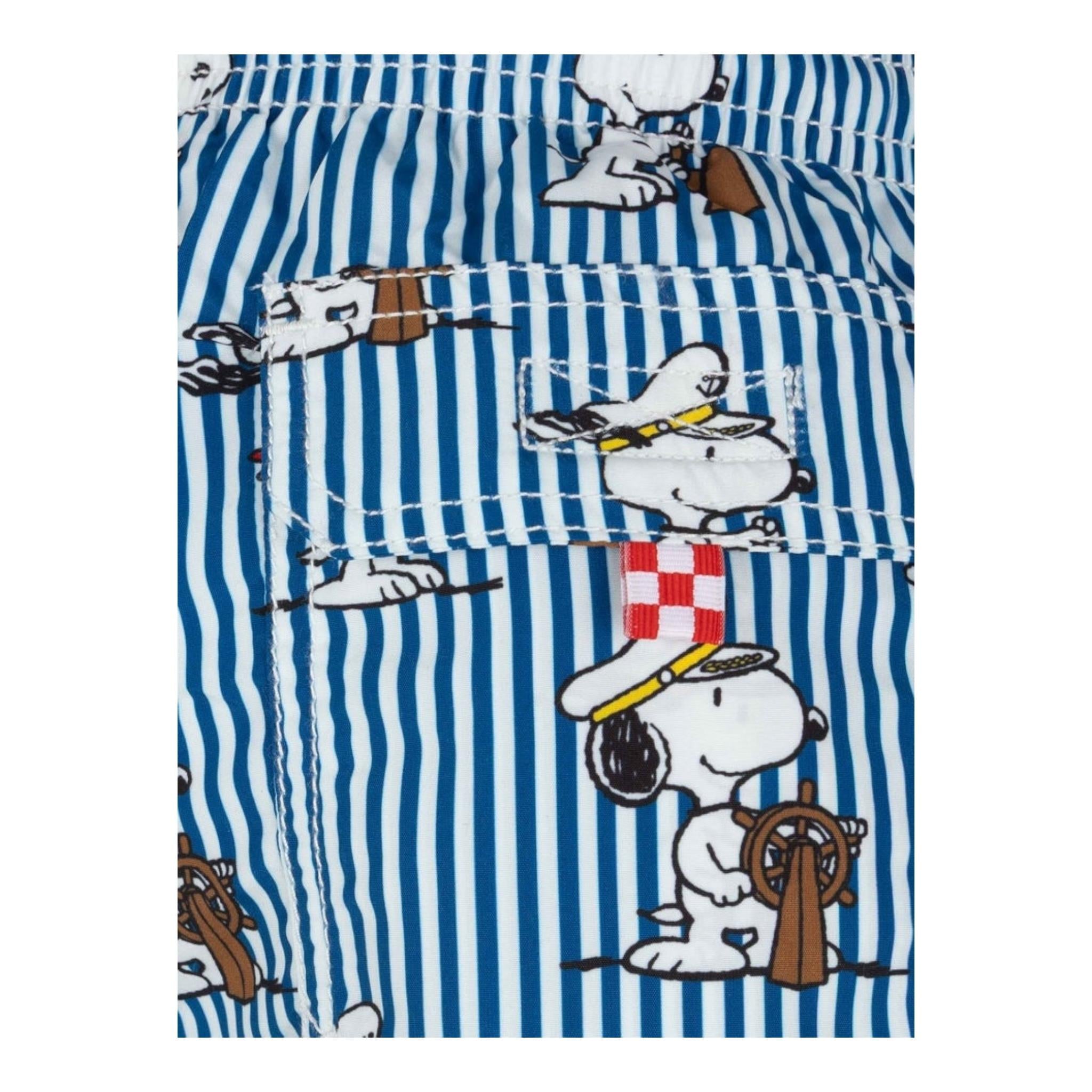 Saint Barth Costume Modello Boxer Tinta Unita con Fantasia Snoopie per Bambino JEA000111 BIANCO/BLU SAINT BARTH 