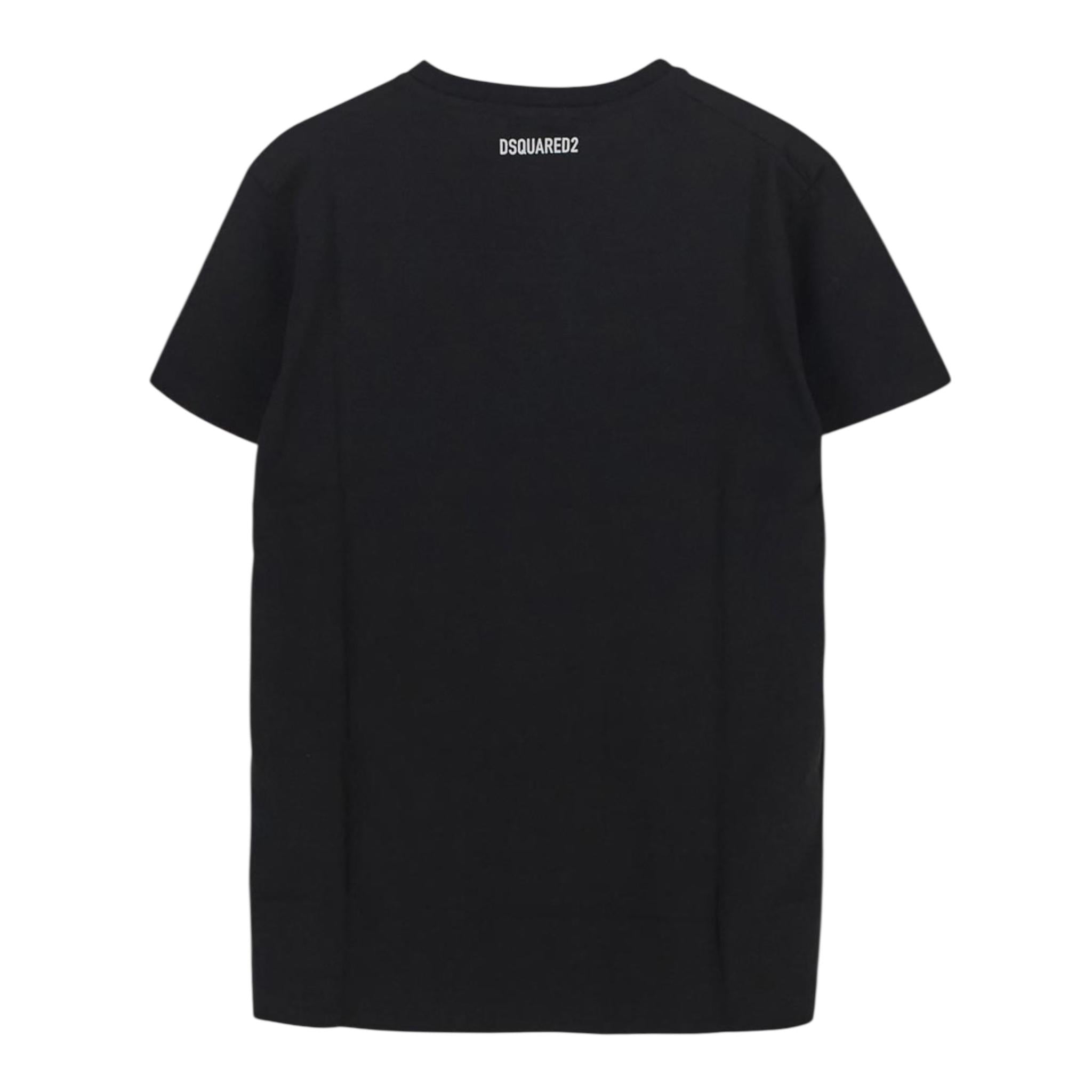 Dsquared2 T-Shirt Girocollo Tinta Unita con Stampa per Neonato DQ1639 NERO DSQUARED2 