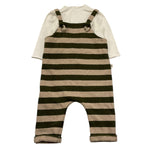 TEDDY E MINOU completo 2 pezzi shirt-salopette fantasia a righe Verde/beige per Neonato I23CP031M1087 VERDE/BEIGE TEDDY E MINOU 