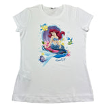 Monnalisa T-Shirt Girocollo Tinta Unita con Stampa Ariel per Bambina 113628P9 BIANCO MONNALISA 