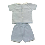 Barcellino Completo 2 Pezzi Magli-Bermuda Tinta Unita con Fantasia A Righe per Neonato 9287 AZZURRO BARCELLINO 