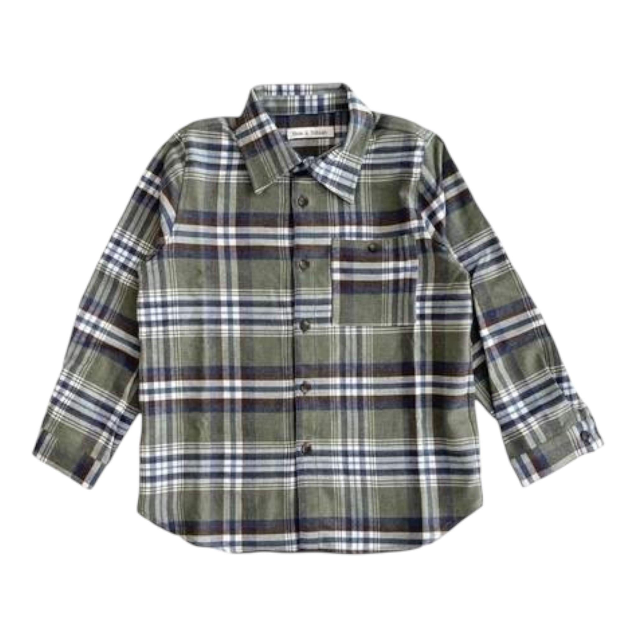 ZHOE & TOBIAH camicia tinta unita con fantasia a quadri Verde per Bambino COC2 VERDE ZHOE & TOBIAH 