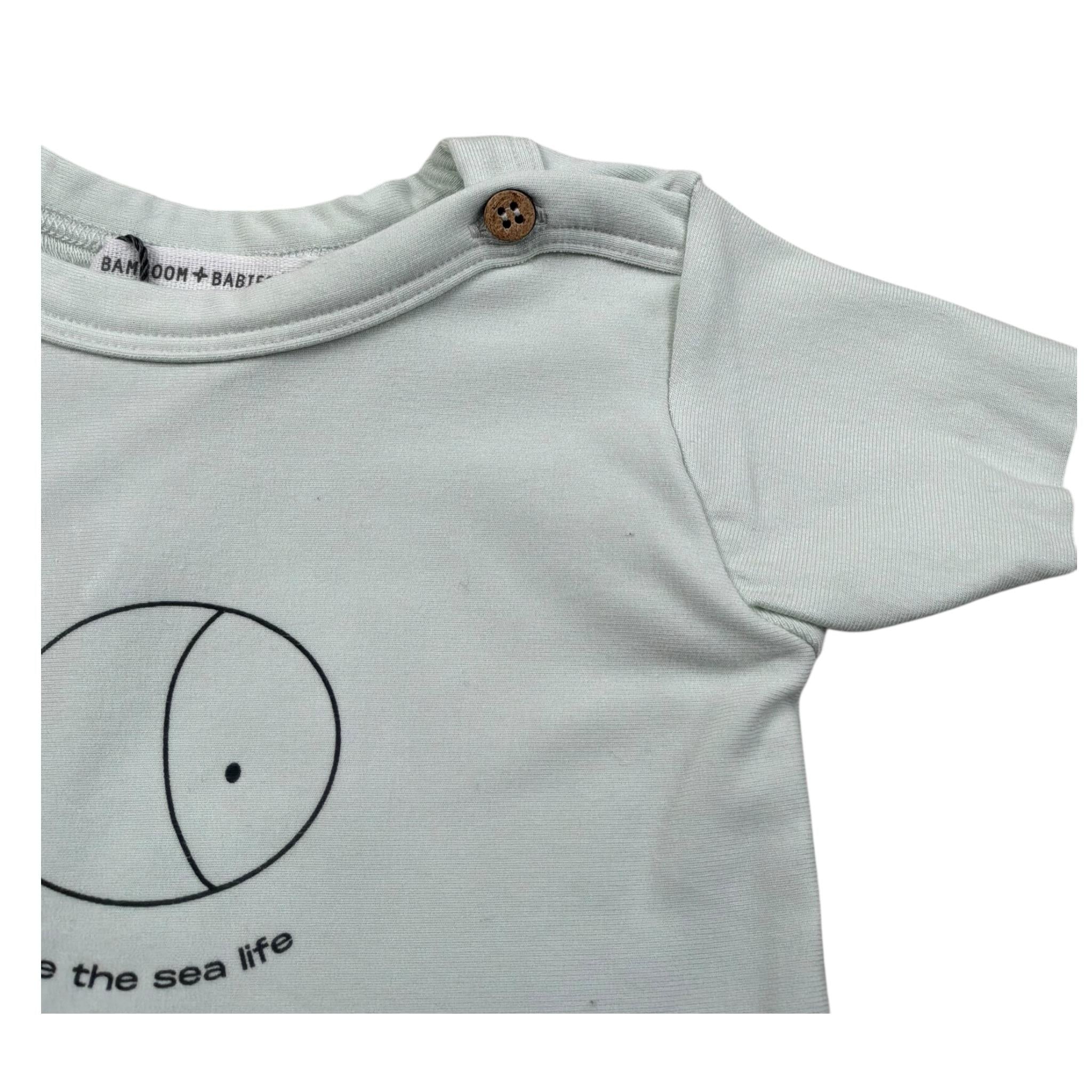 Bamboom+Babies T-Shirt Girocollo Tinta Unita con Logo per Neonato 824 VERDE ACQUA BAMBOOM+BABIES 