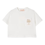 Elisabetta Franchi T-Shirt Girocollo Tinta Unita con Logo per Bambina EFTS232X PANNA ELISABETTA FRANCHI 