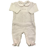 Minu' Tutina In Filo Manica Lunga Tinta Unita Cn Tulle Bianco Per Neonata