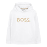 Boss Felpa Tinta Unita con Cappuccio E Stampa per Bambino J52027 BIANCO BOSS 