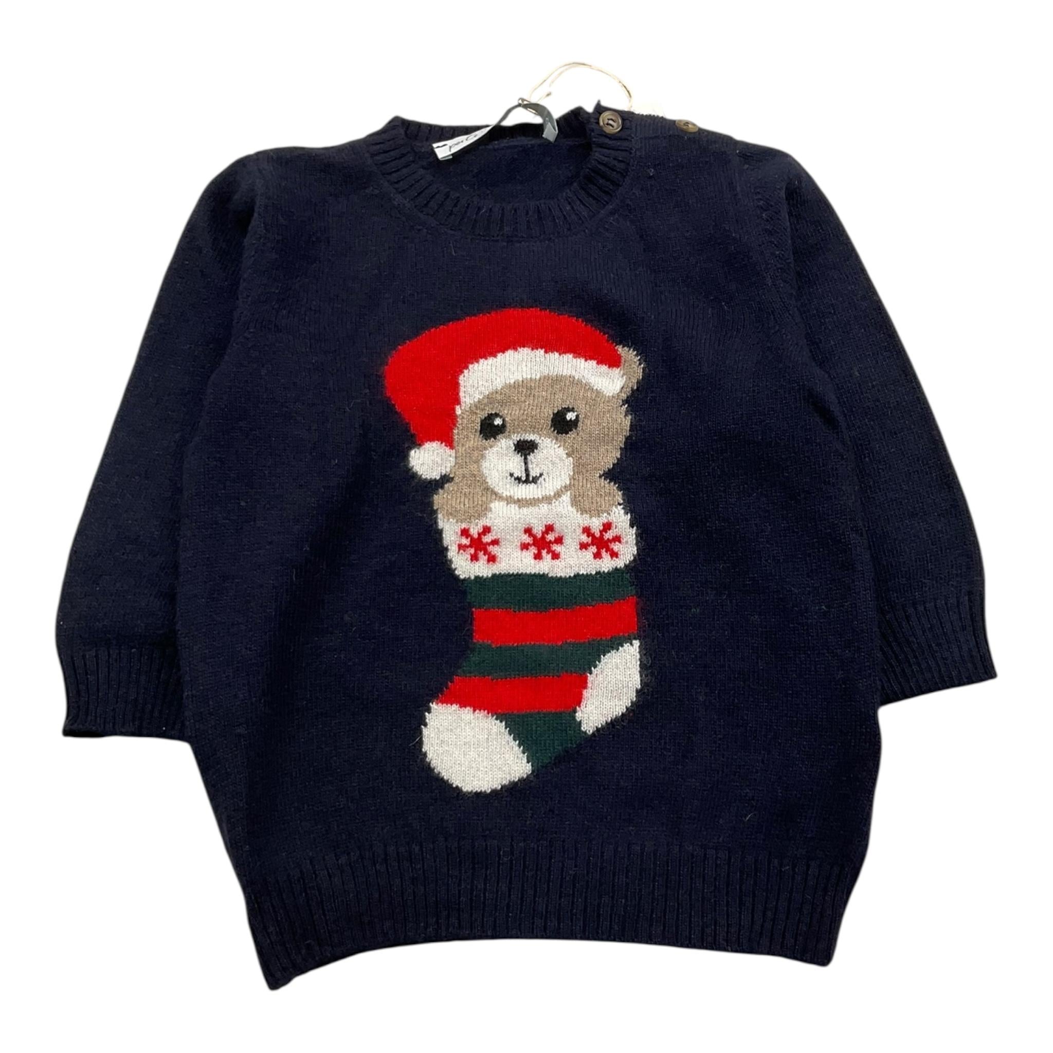 PER TE maglia girocollo tinta unita con ricami Blu per Neonato 44416 BLU PER TE 