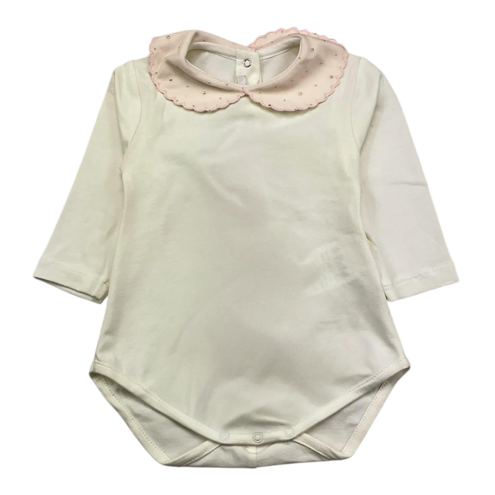 LE BEBE' body manica lunga tinta unita con colletto in contrasto Panna per Neonata LBG5436 PANNA LE BEBE' 