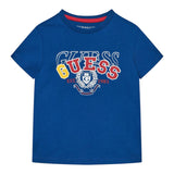 Guess T-Shirt Girocollo Tinta Unita con Stampa per Bambino N5RI00K8HM4JX BLU GUESS 