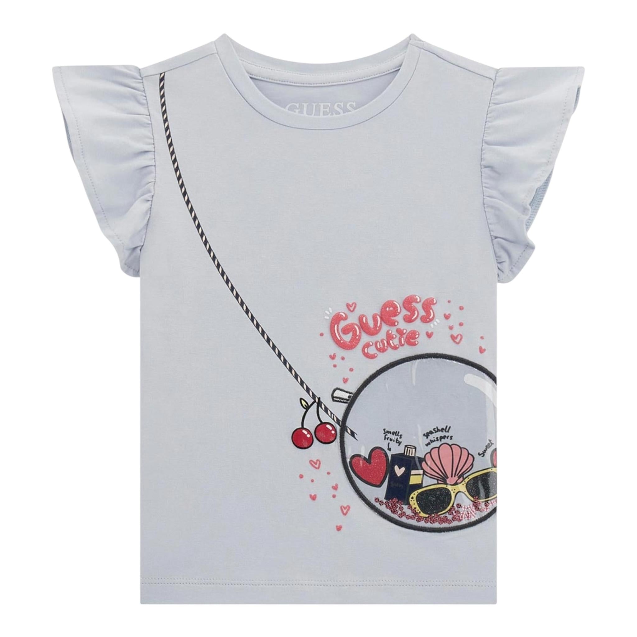 Guess T-Shirt Girocollo Tinta Unita con Logo per Neonata K5GI05K6YW4 BIANCO GUESS 