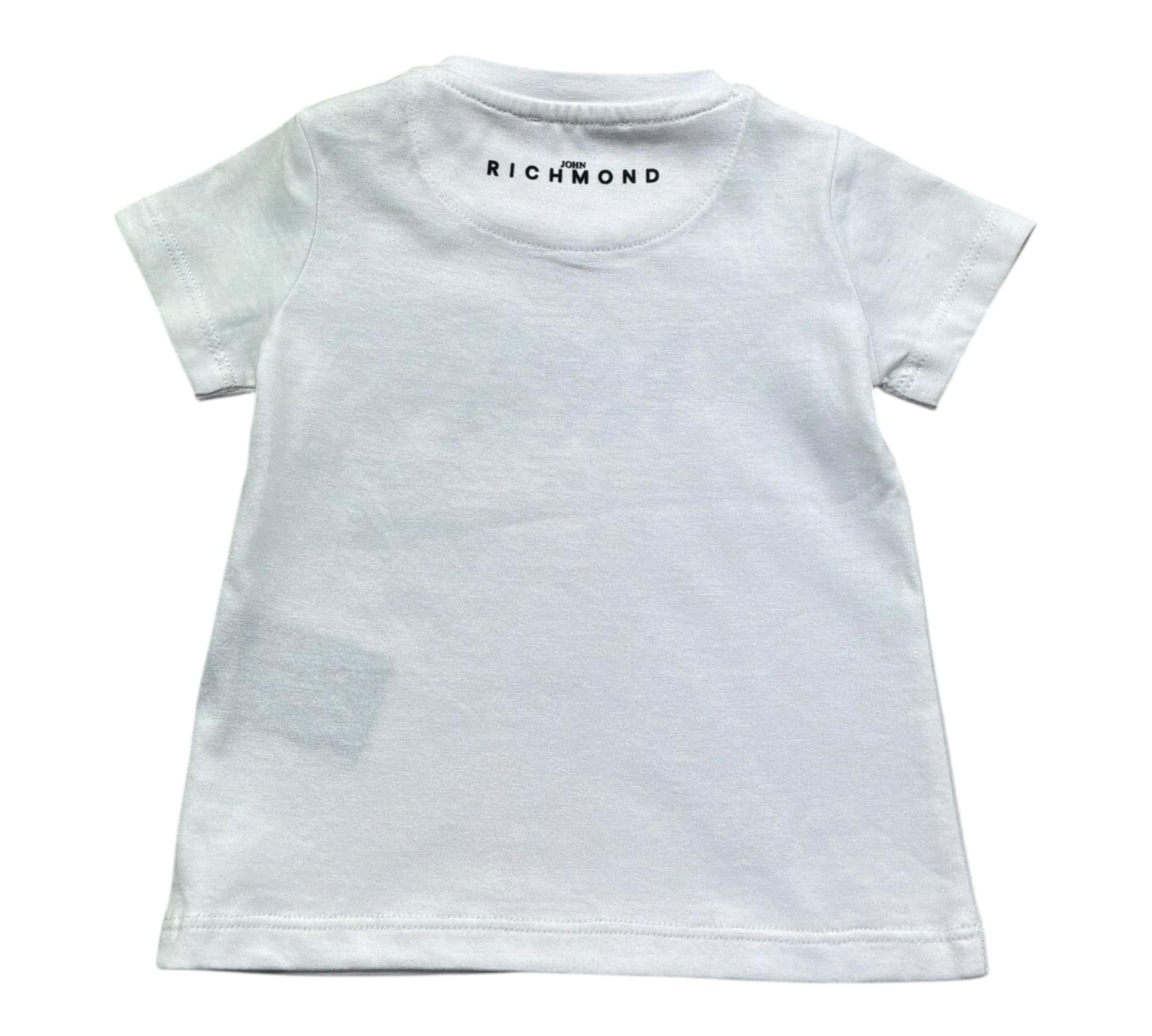 John Richmond T-Shirt Girocollo Tinta Unita con Stampa per Neonato RIP26055TS BIANCO JOHN RICHMOND 