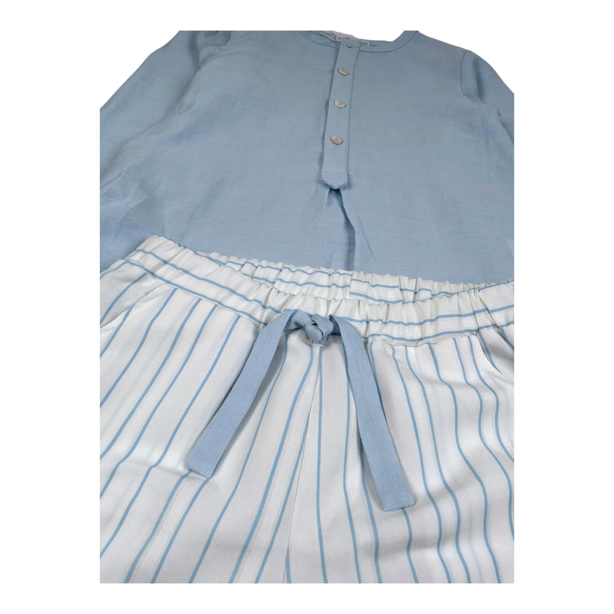 Barcellino Completo 2 Pezzi Camicia-Pantalone Bicolore per Bambino 120813 BIANCO/AZZURRO BARCELLINO 