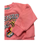 KENZO felpa chiusa girocollo tinta unita con stampa Rosa per Neonata K60692 ROSA KENZO 
