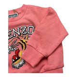 KENZO felpa chiusa girocollo tinta unita con stampa Rosa per Neonata K60692 ROSA KENZO 