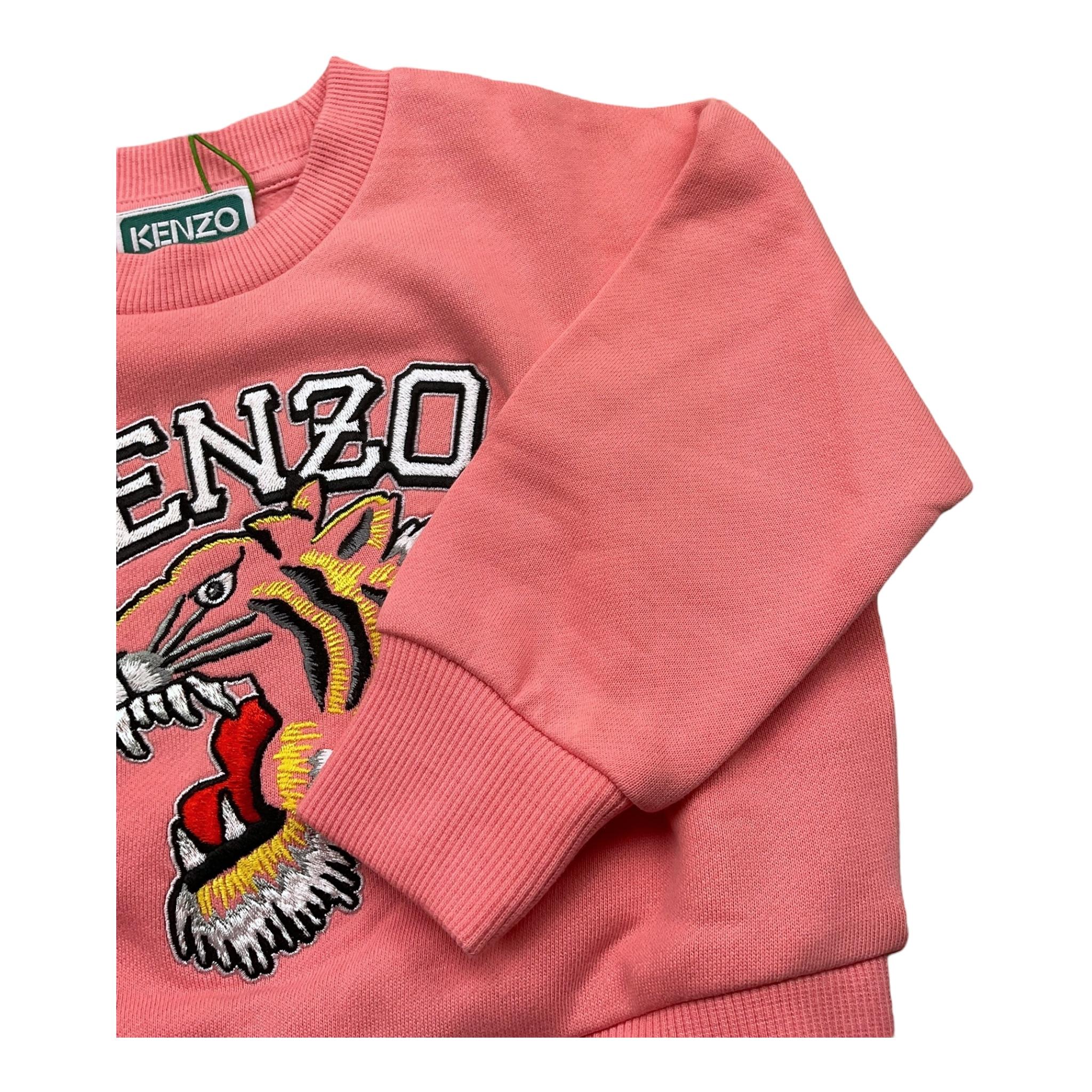 KENZO felpa chiusa girocollo tinta unita con stampa Rosa per Neonata K60692 ROSA KENZO 