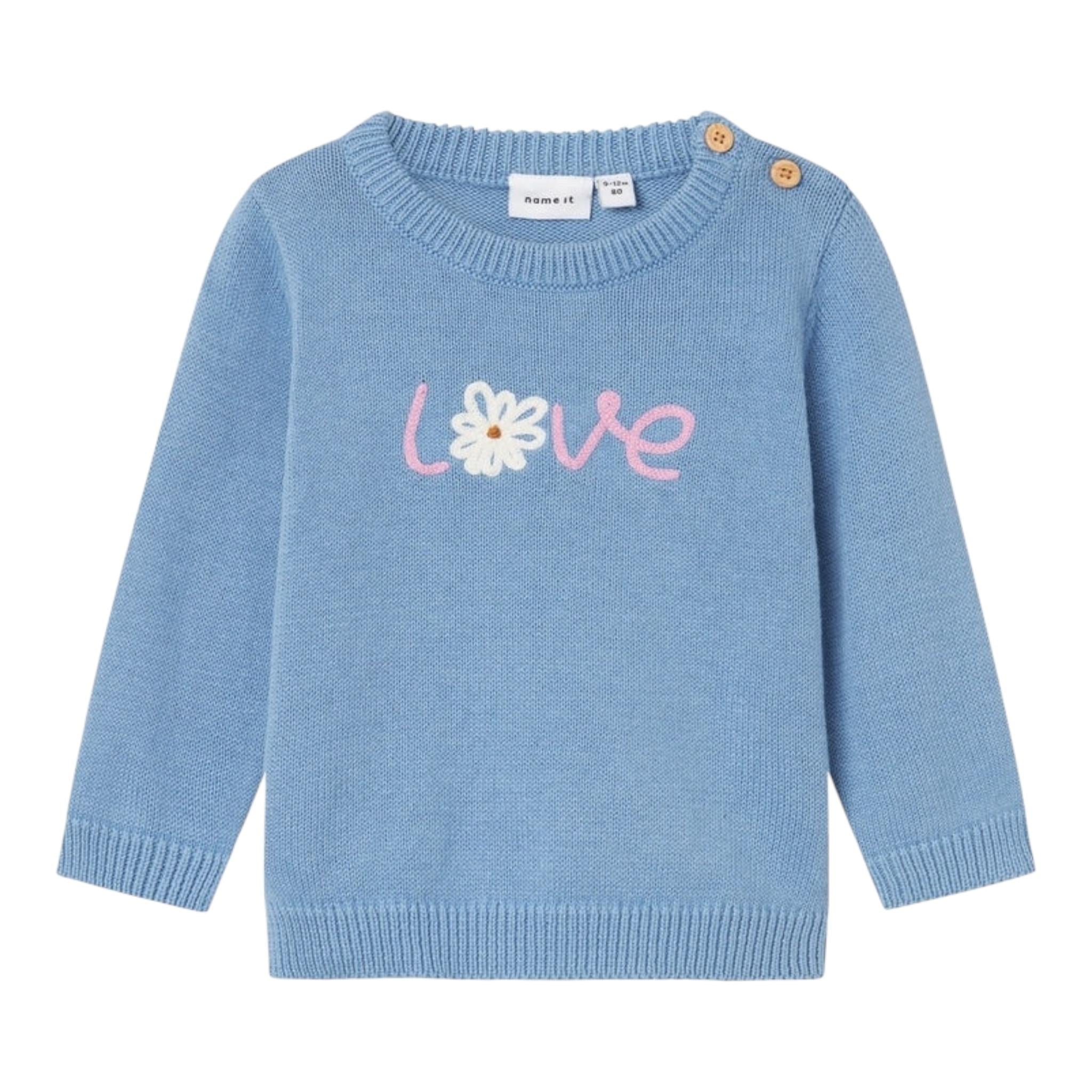 NAME IT maglia girocollo tinta unita con ricami Azzurro per Neonata 13231269 AZZURRO NAME IT 