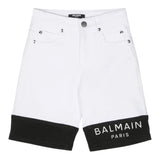 Balmain Bermuda Bicolore Con 5 Tasche Bianco Per Bambino