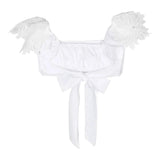 Miss Blumarine Top Tinta Unita Con Ricami Bianco Per Bambina