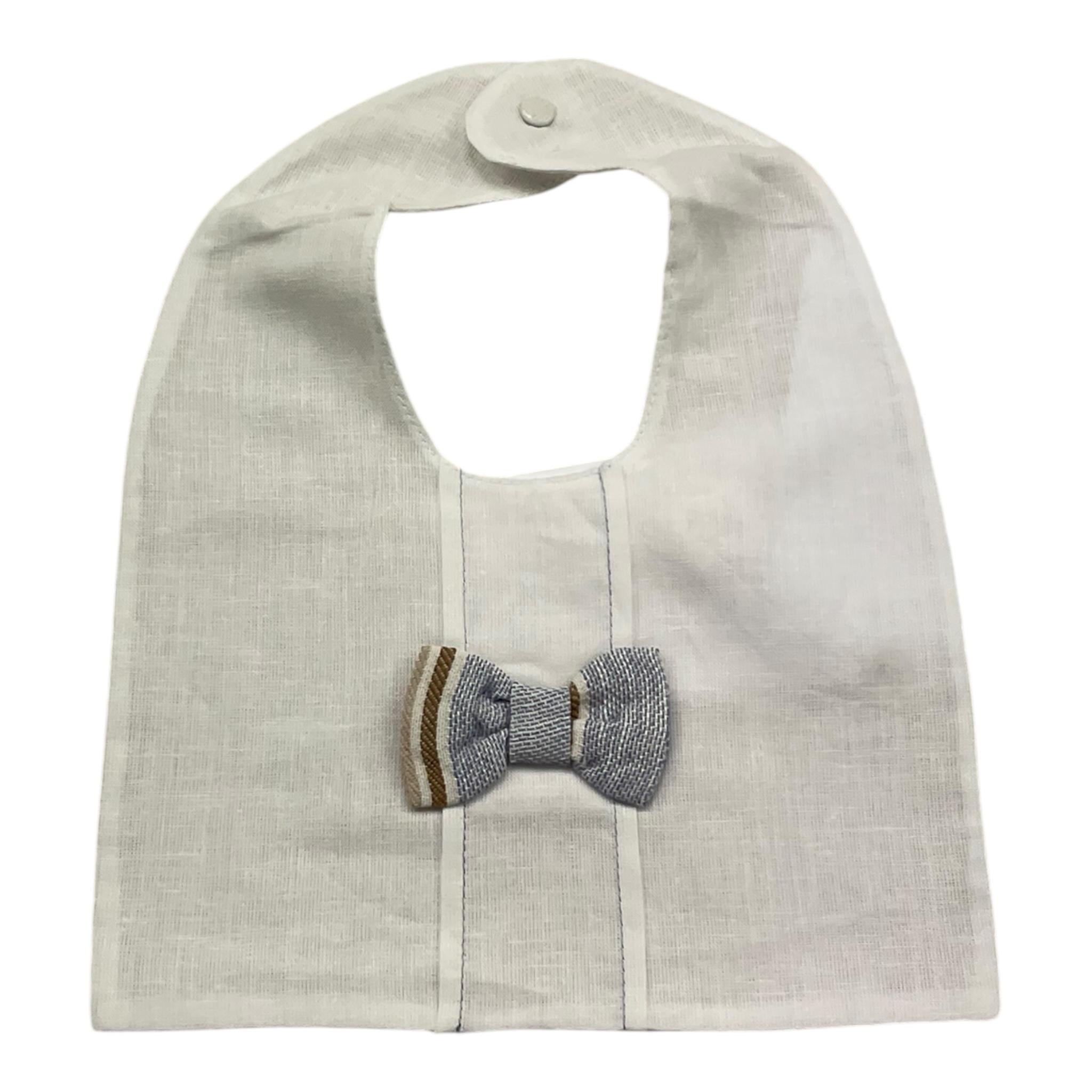 Barcellino Bavetta Tinta Unita con Papillon Applicato per Neonato 120106 BIANCO BARCELLINO 
