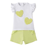 Sarabanda Completo 2 Pezzi T-Shirt-Shorts per Neonata 0B349 BIANCO/VERDE SARABANDA 
