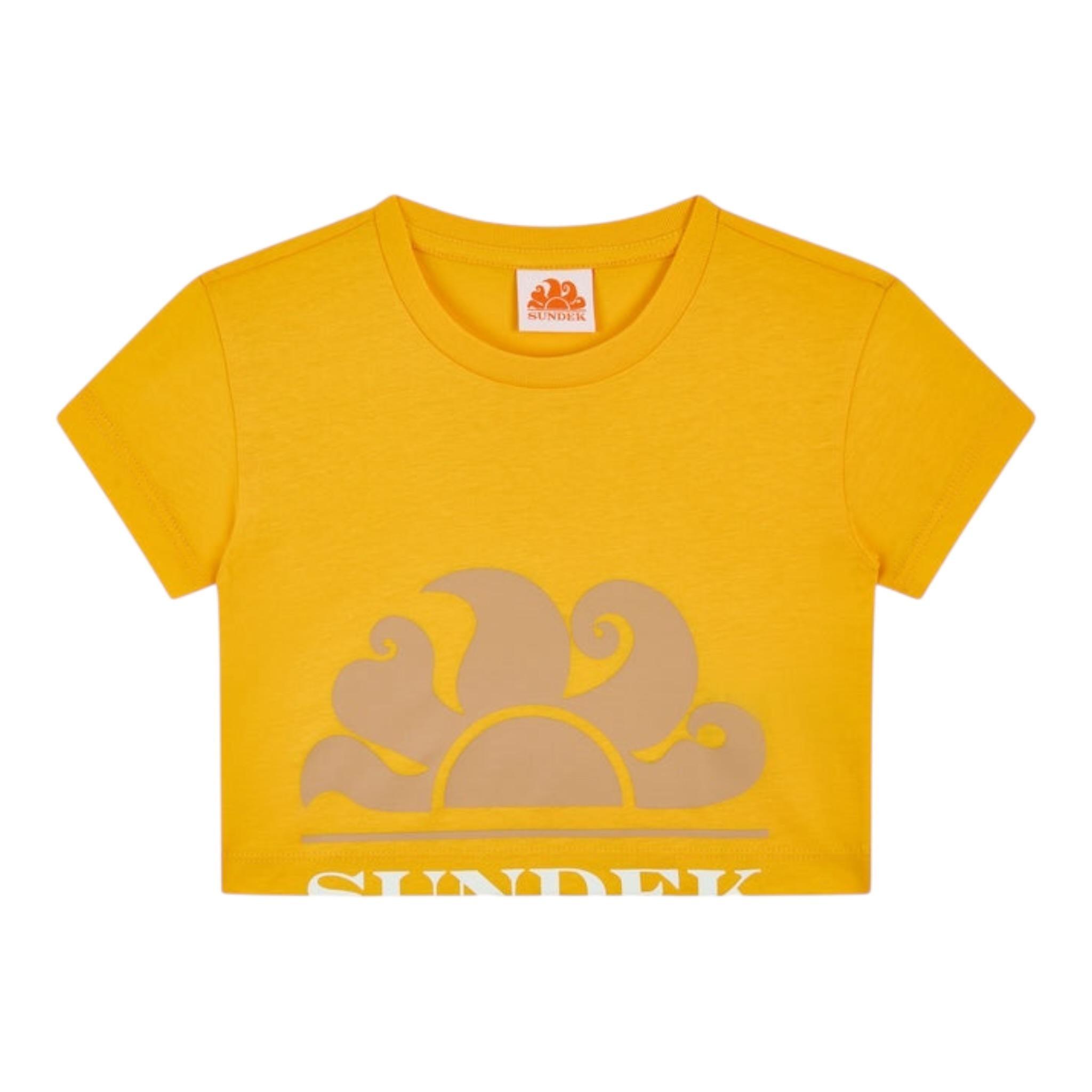 Sundek T-Shirt Girocollo Tinta Unita con Stampa per Bambina G740TWJS000 SENAPE SUNDEK 
