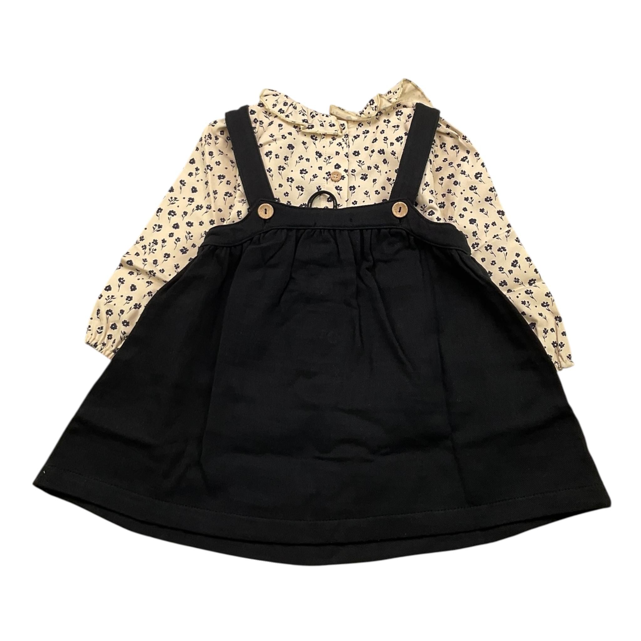 AVENTIQUATTRORE completo 2 pezzi camicia-salopette Nero per Neonata A2401452 NERO AVENTIQUATTRORE 