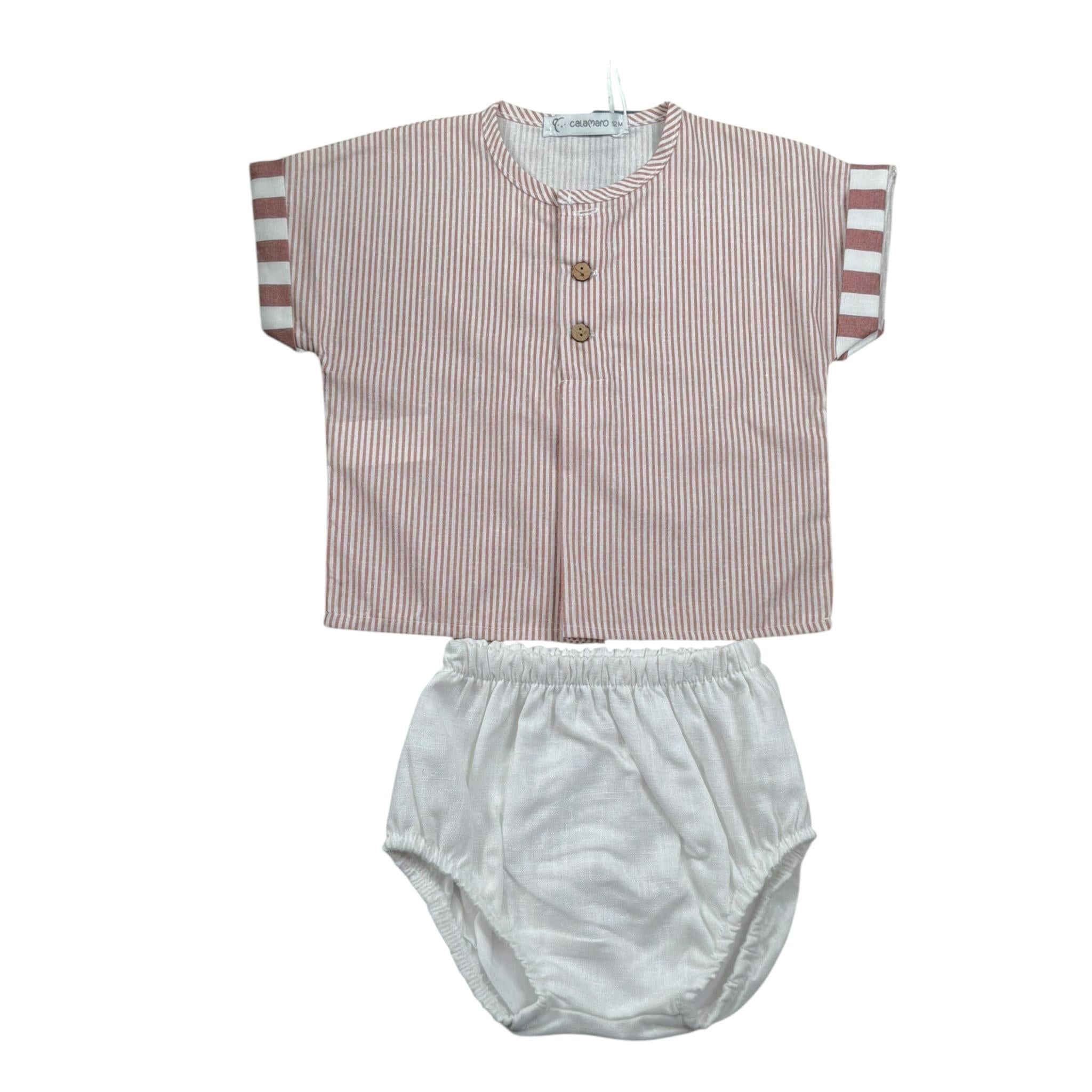 Calamaro Completo 2 Pezzi Camicia-Coulotte per Neonato 11166 BIANCO CALAMARO 