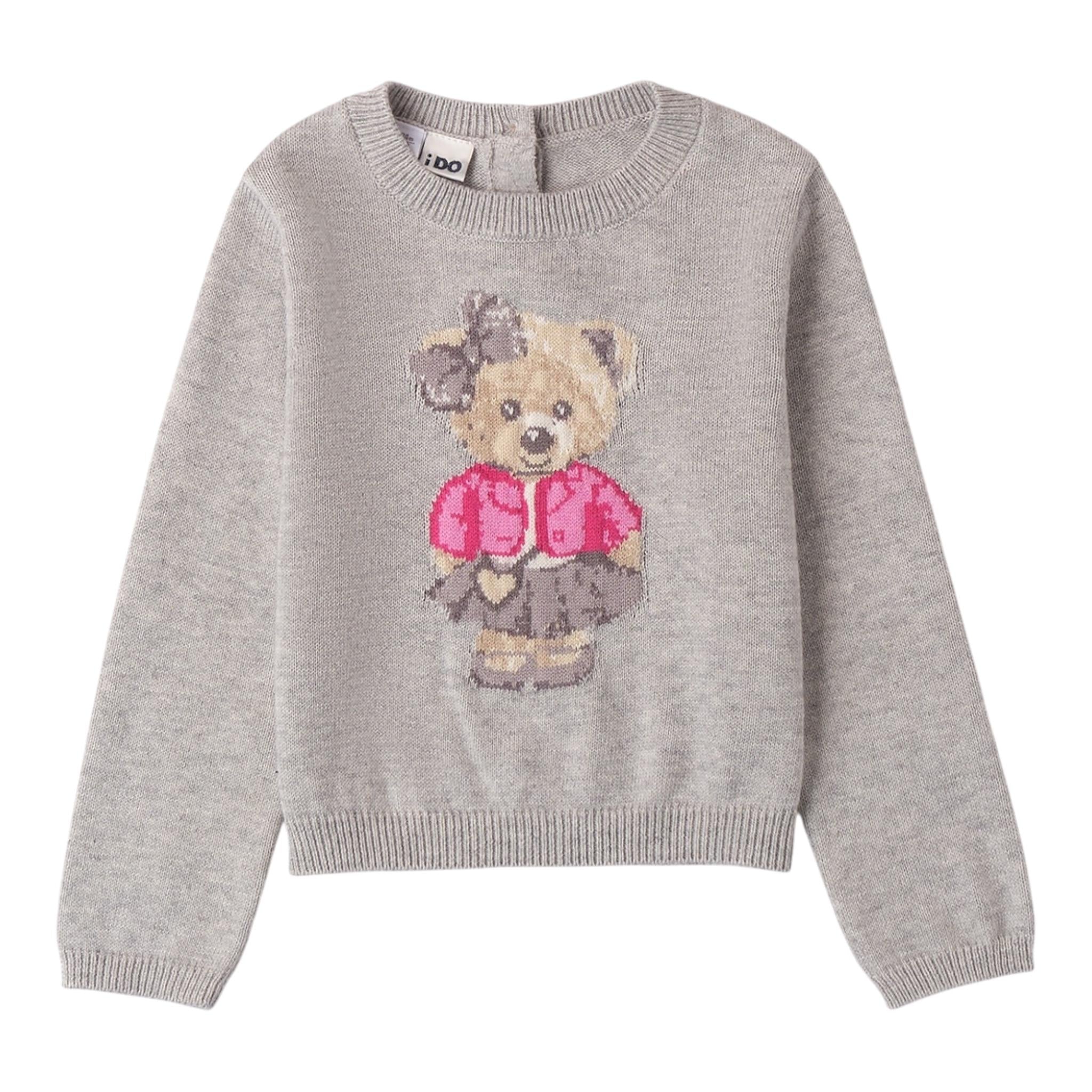 I DO maglia girocollo tinta unita cn ricamo orso Grigio per Neonata 4A554 GRIGIO I DO 