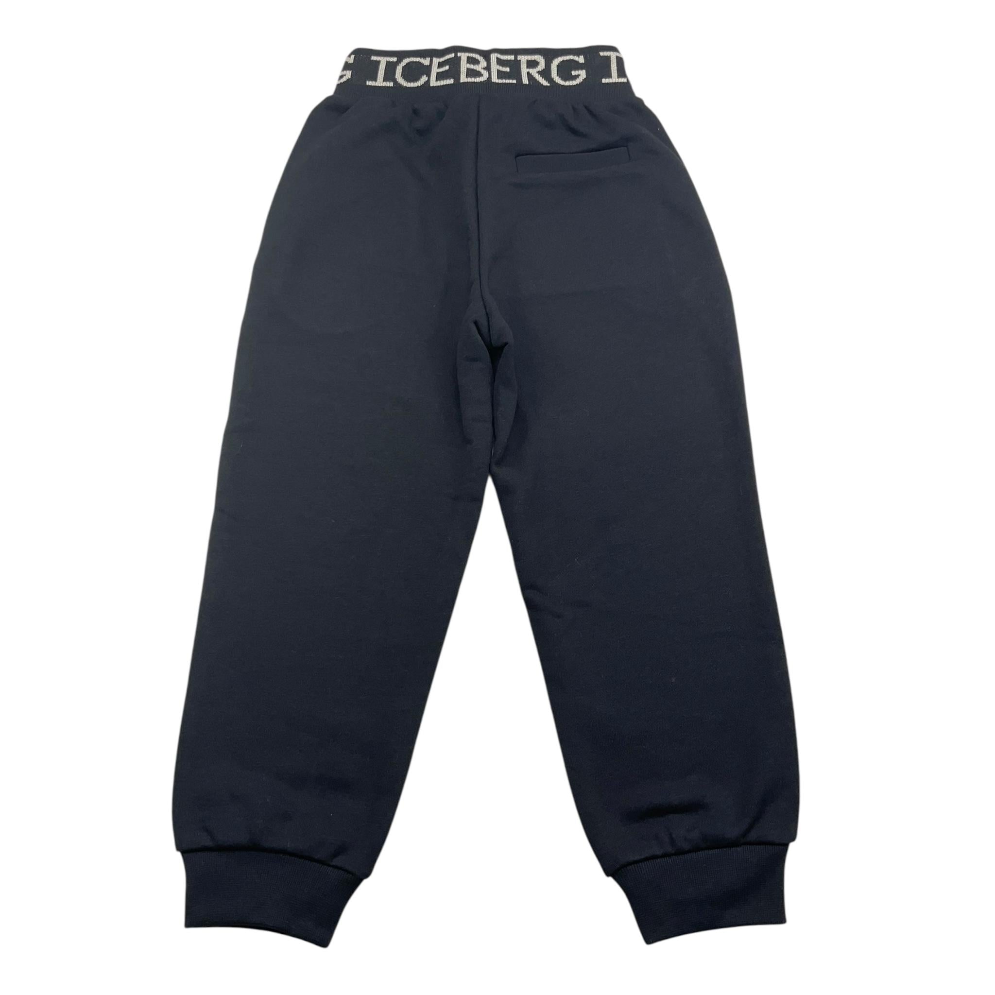 ICEBERG pantalone tuta tinta unita con logo Nero per Bambino PFICE5304J NERO ICEBERG 