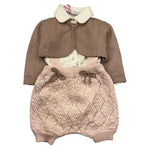 COLORI CHIARI completo 3 pezzi camicia-cardigan-salopette Rosa per Neonata FF437203 ROSA COLORI CHIARI 