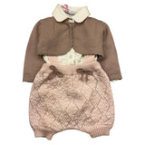 COLORI CHIARI completo 3 pezzi camicia-cardigan-salopette Rosa per Neonata FF437203 ROSA COLORI CHIARI 
