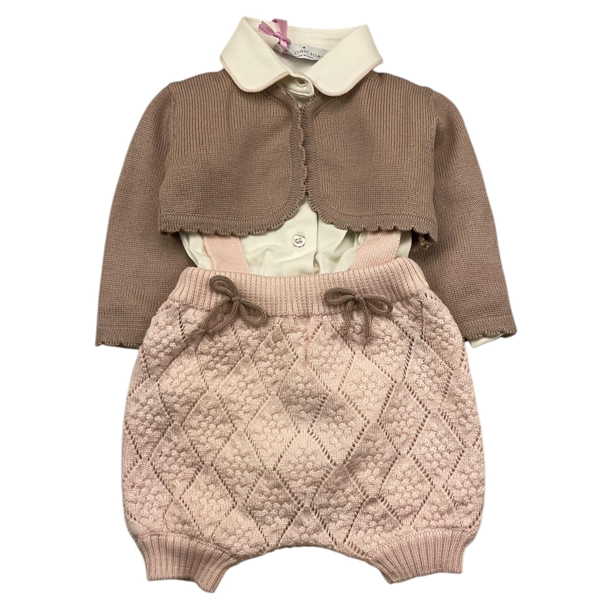 COLORI CHIARI completo 3 pezzi camicia-cardigan-salopette Rosa per Neonata FF437203 ROSA COLORI CHIARI 
