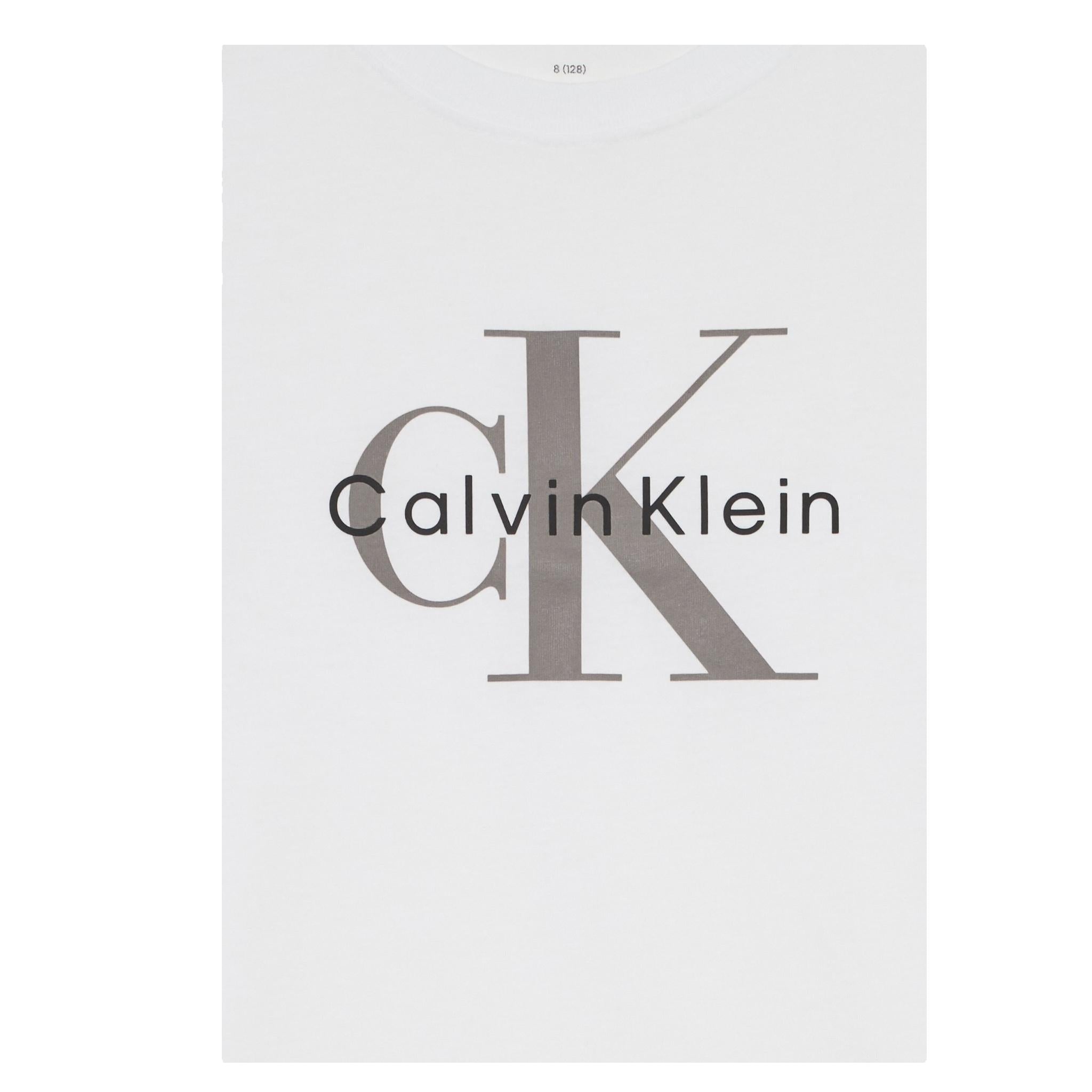 Calvin Klein T-Shirt Girocollo Tinta Unita con Logo per Neonato IN0IN0001 BIANCO CALVIN KLEIN 