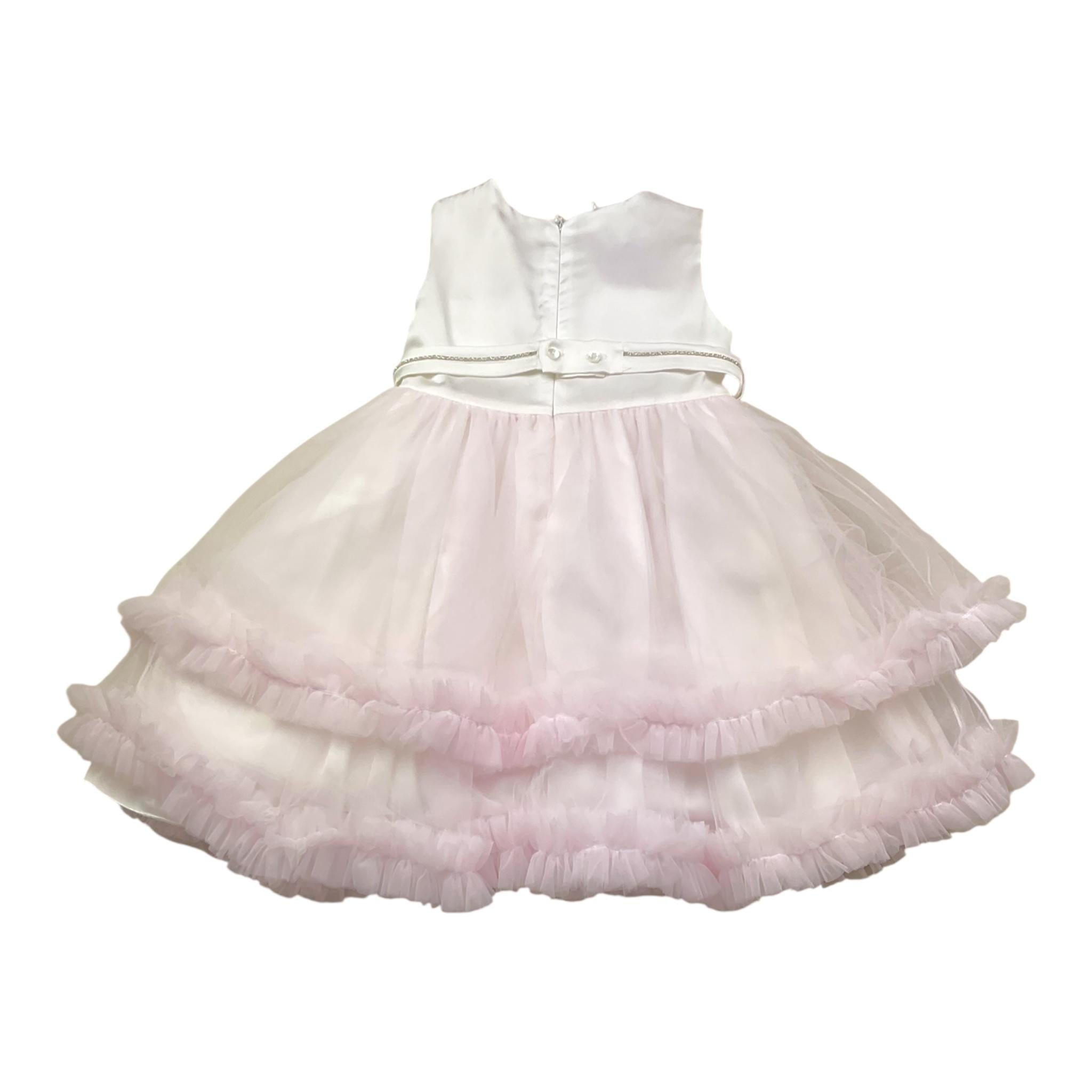 La Sartoria Dei Piccoli Abito Cerimonia Giromanica Tinta Unita con Tulle per Neonata L038 ROSA LA SARTORIA DEI PICCOLI 