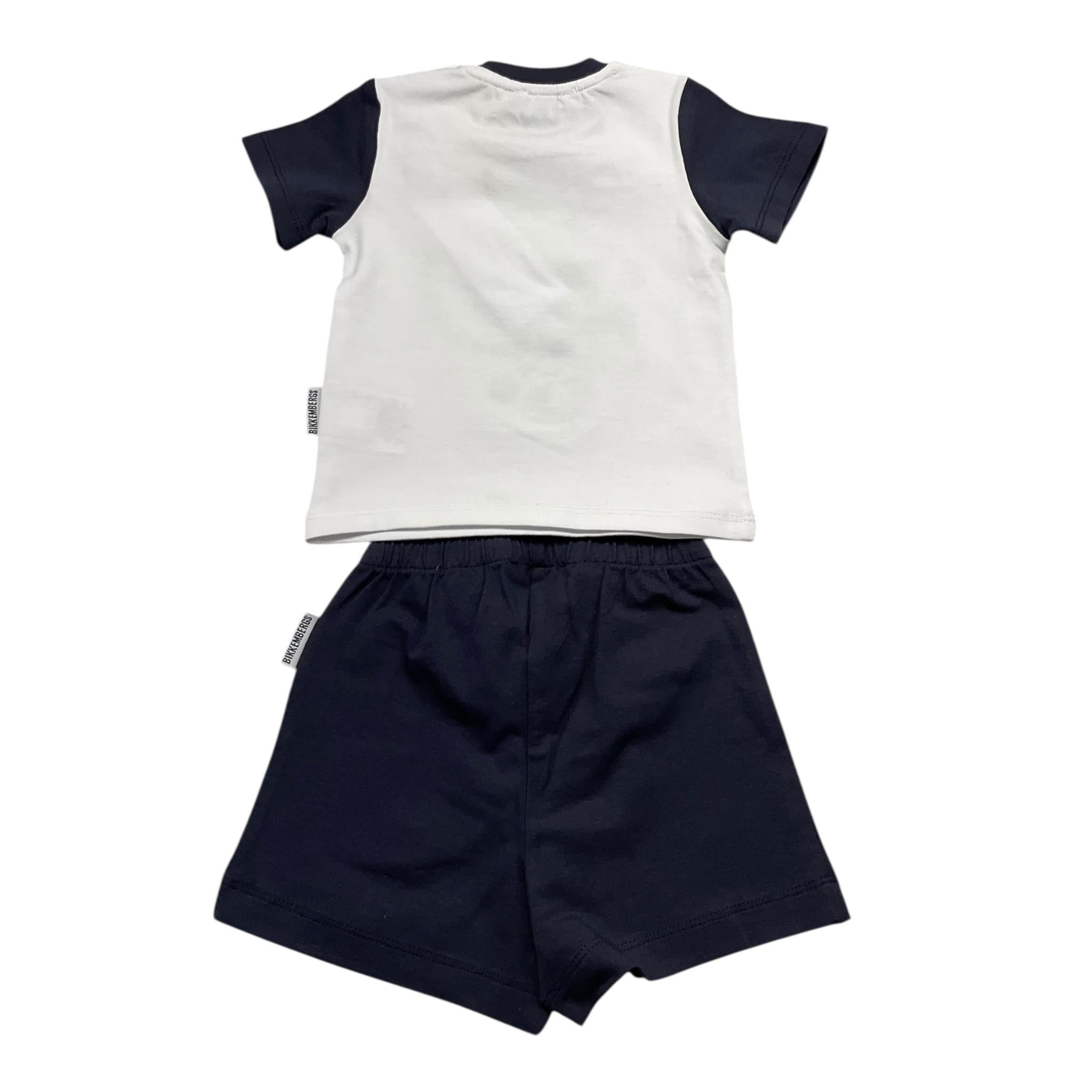 Bikkembergs Completo 2 Pezzi Bicolore T-Shirt-Bermuda per Neonato BK3415X BIANCO/BLU BiKKEMBERGS 