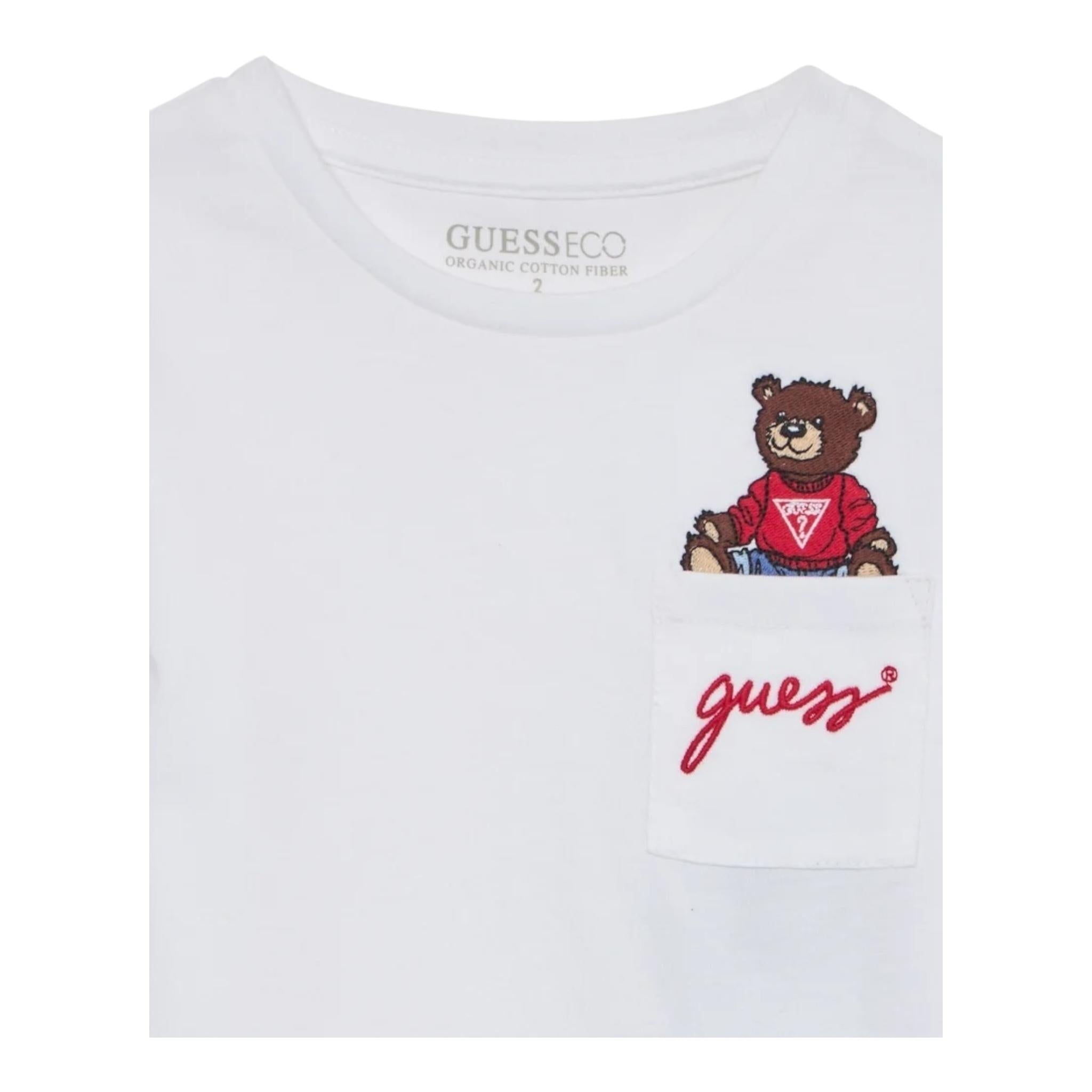 Guess T-Shirt Gircollo Tinta Unita con Stampa per Neonato I5RI03I3Z14 BIANCO GUESS 