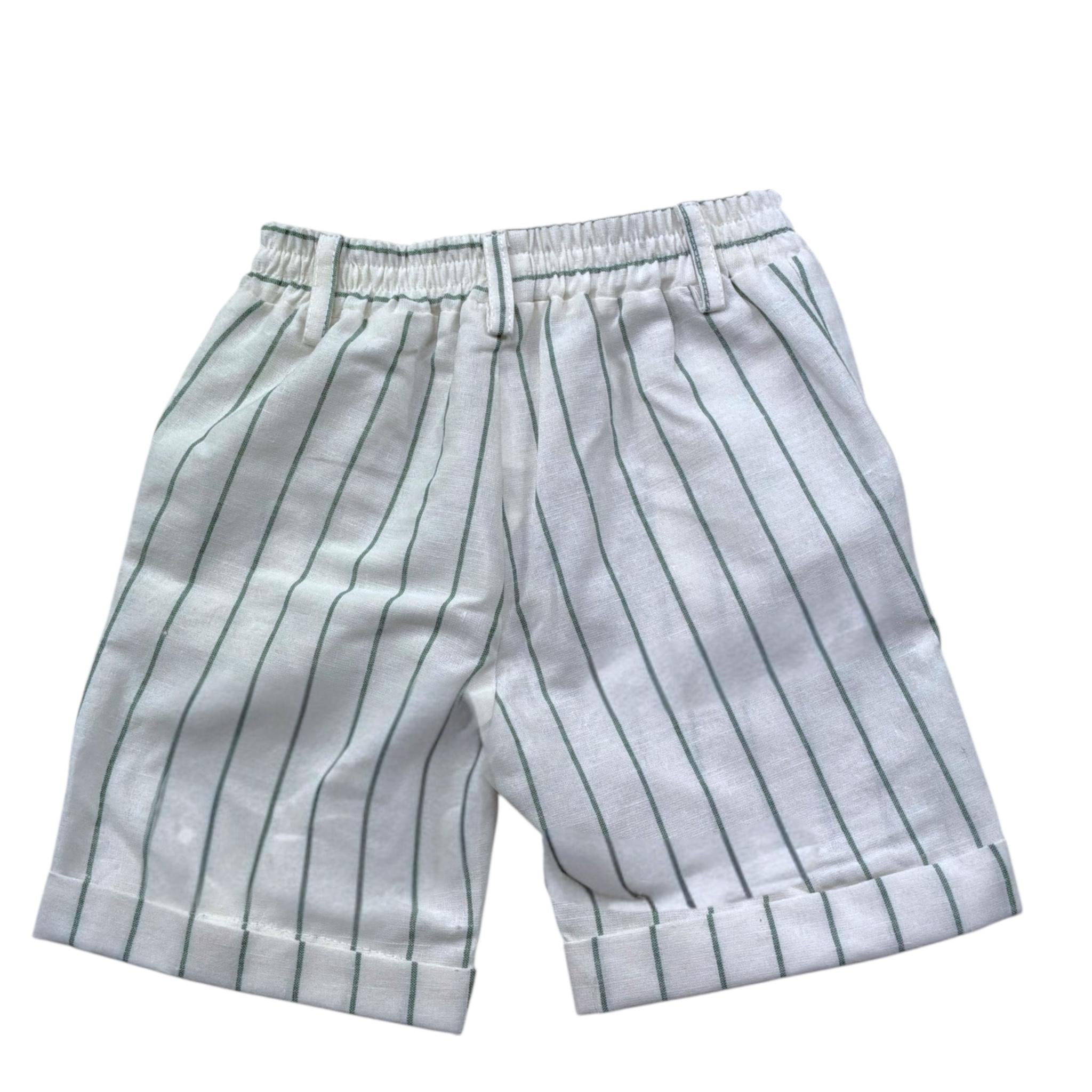 Le Bebe' Bermuda Tinta Unita con Elastico In Vita E Fantasia A Righe per Neonato LBB5343 BIANCO LE BEBE' 
