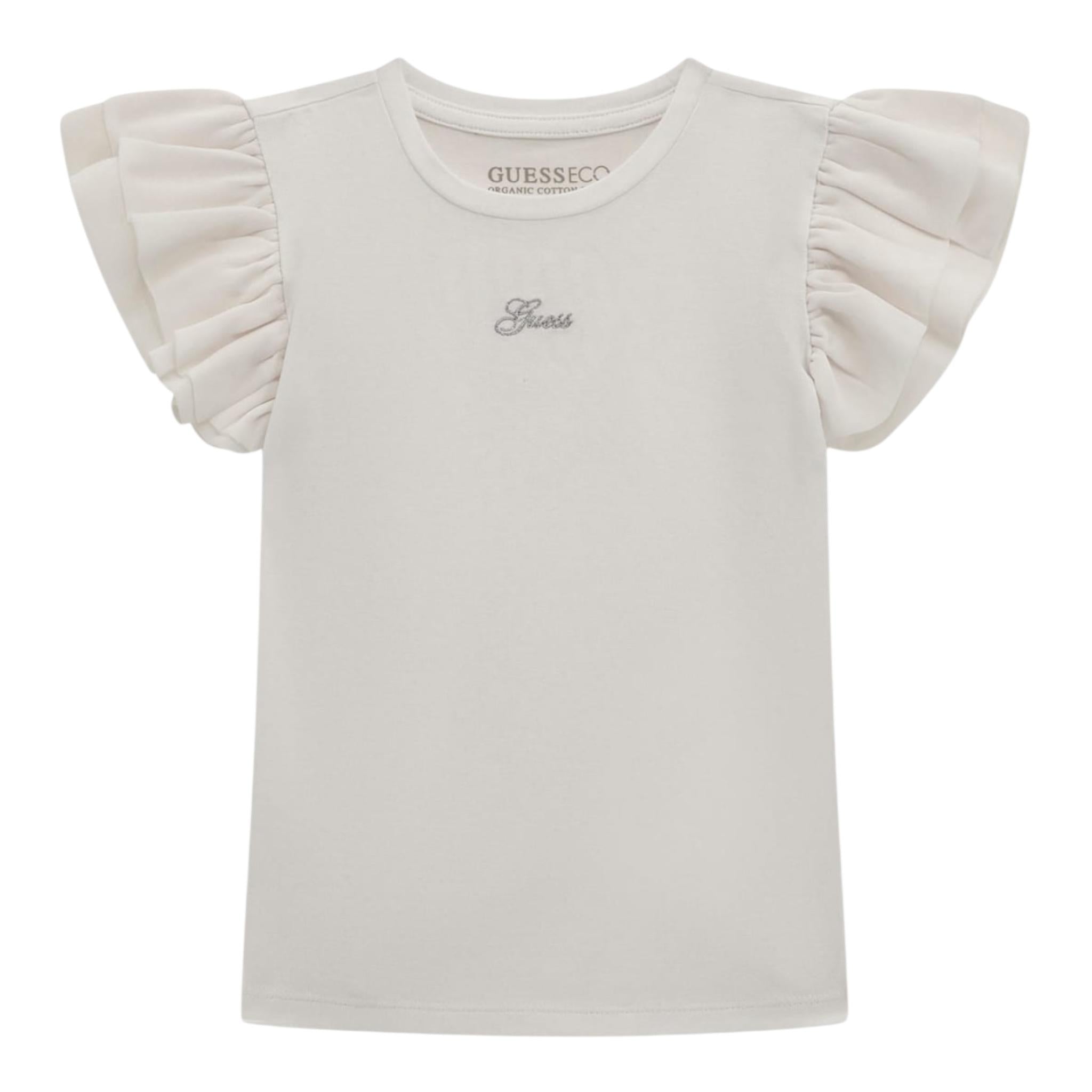 Guess T-Shirt Tinta Unita con Tulle per Neonata K5RI22K6YW4X BIANCO GUESS 