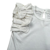 M+E' T-Shirt Girocollo Tinta Unita con Rouches per Bambina UE1735J BIANCO M+E' 