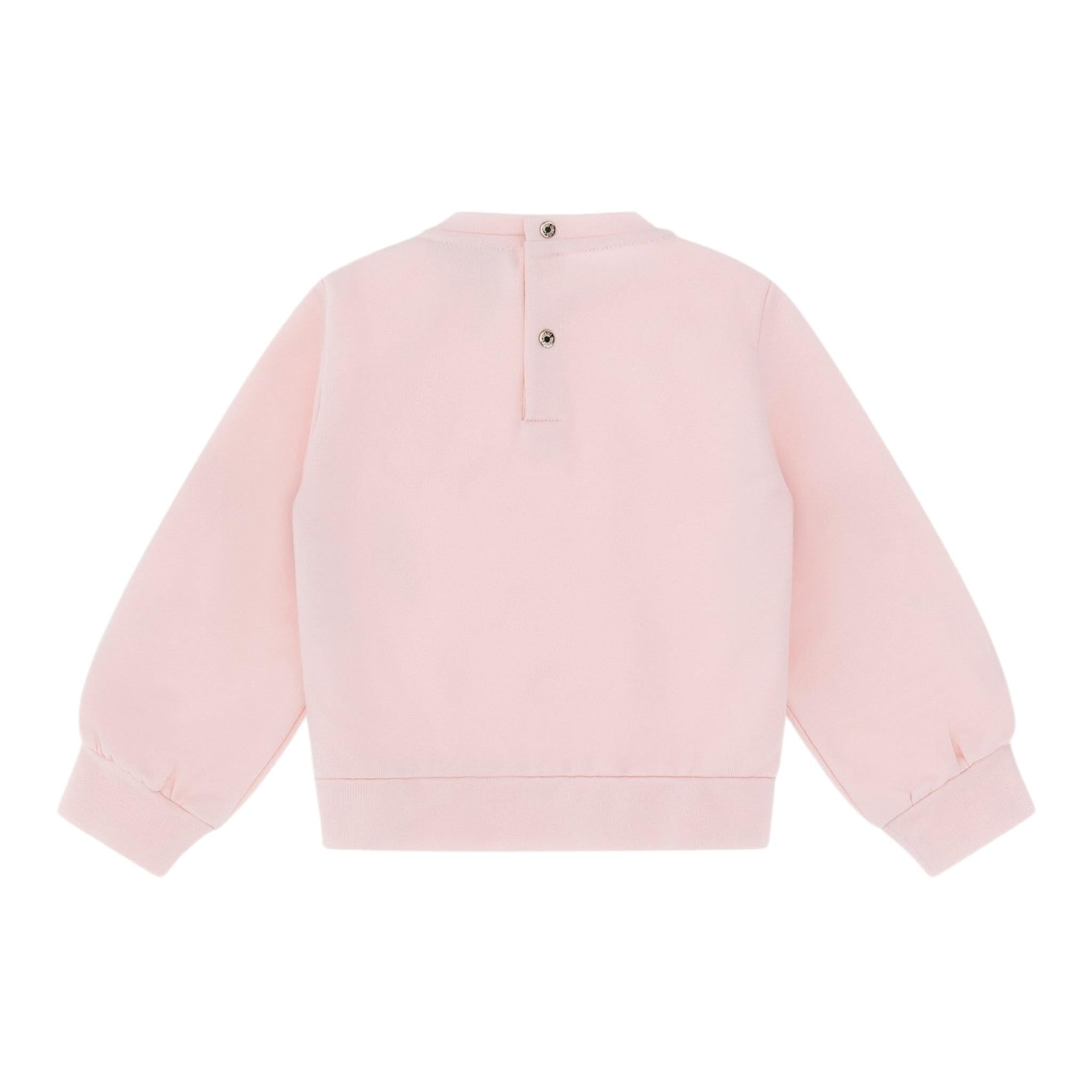 ROBERTO CAVALLI felpa chiusa girocollo tinta unita con stampa in contrasto Rosa per Neonata TJT661 ROSA ROBERTO CAVALLI 