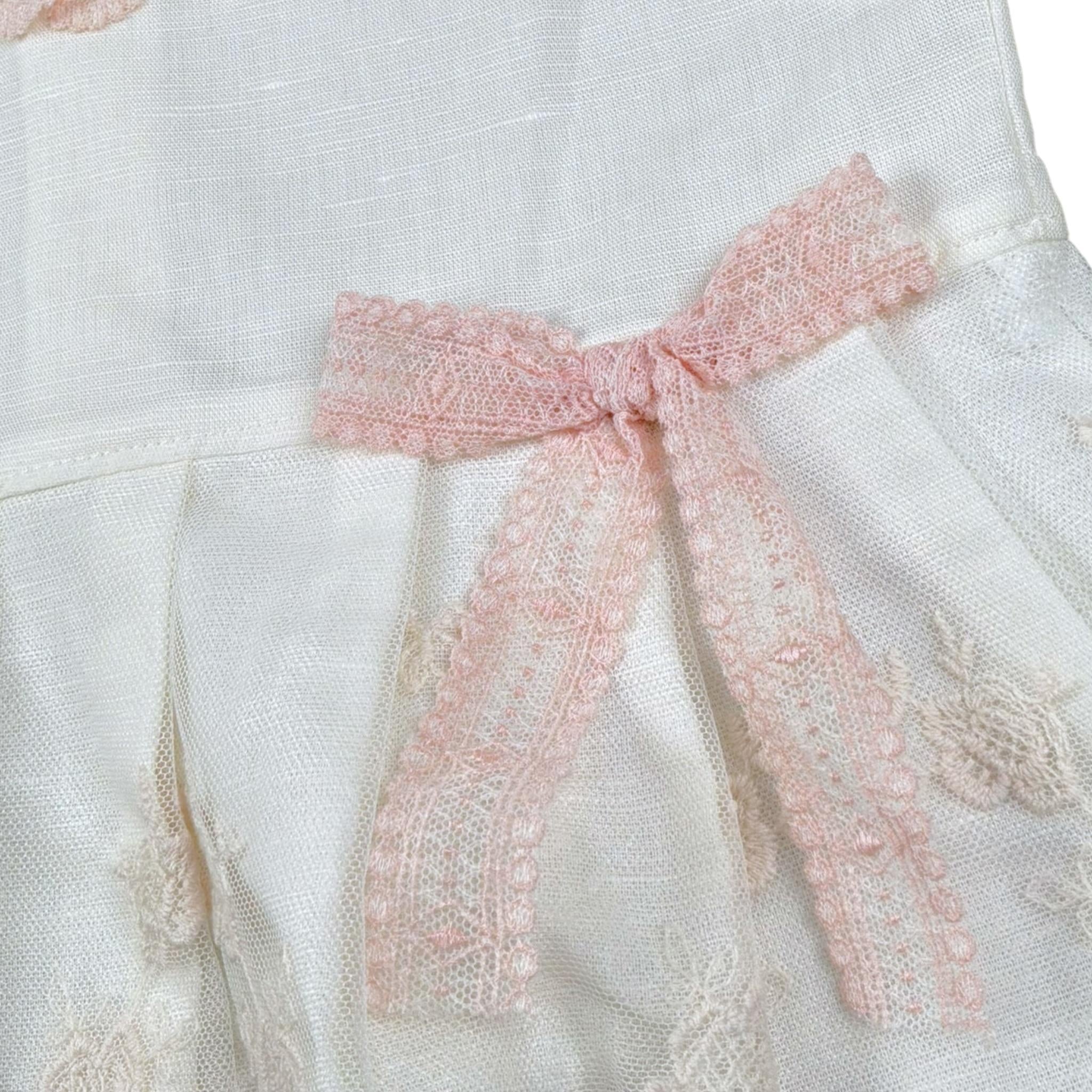 Juliana Abito tinta unita con Ricami Panna per Bambina 25143J PANNA JULIANA 