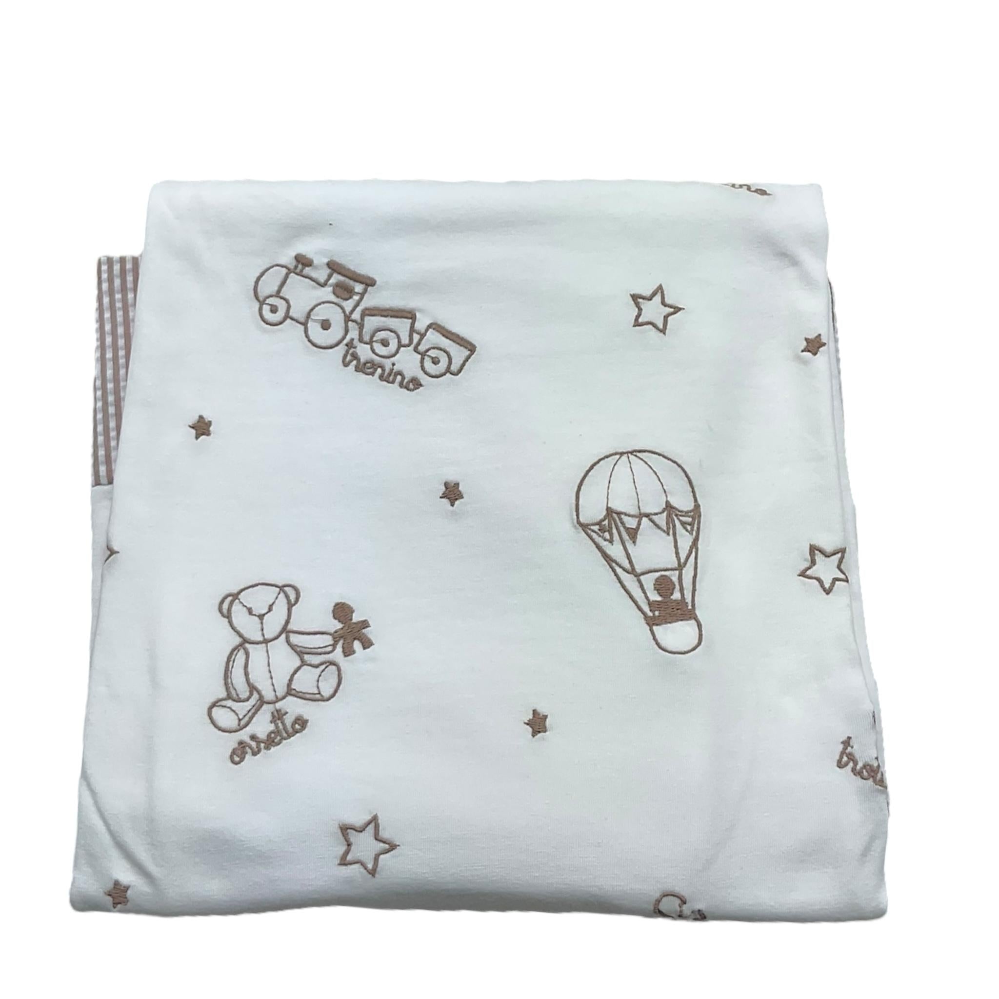 Le Bebe' Coperta Tinta Unita con Stampa per Neonato LBB4910 BIANCO LE BEBE' 