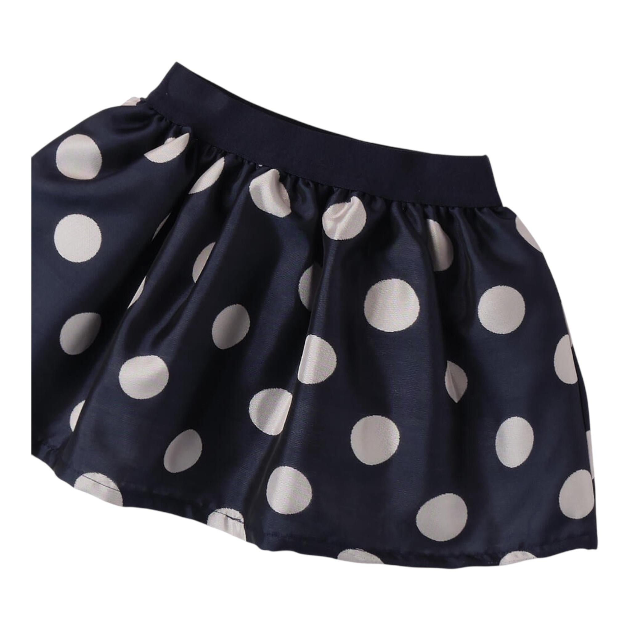 MINI BANDA gonna tinta unita con fantasia pois Blu per Neonata 3A770 BLU MINI BANDA 