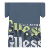 Guess T-Shirt Girocollo Tinta Unita con Stampa per Bambino L5RI12K8HM4 BLU GUESS 