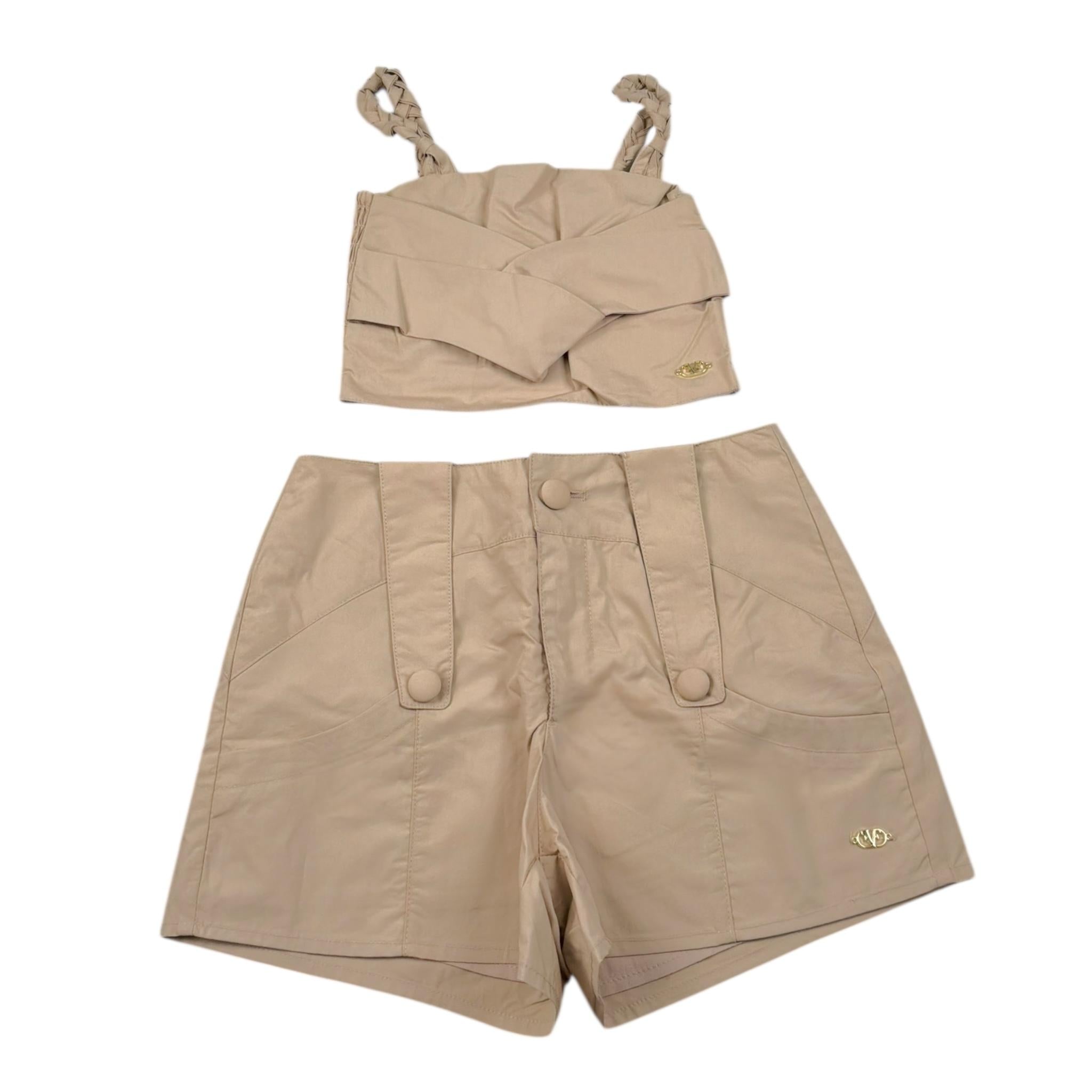 Fun & Fun Completo Short-Top Tinta Unita per Bambina 30939 SABBIA FUN & FUN 