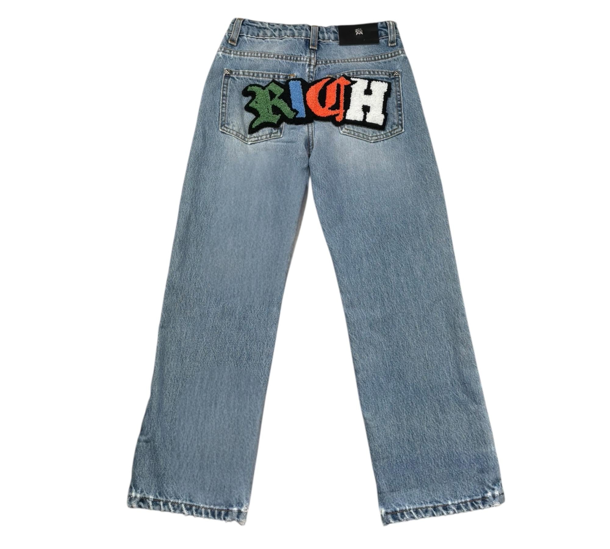 John Richmond Jeans Tinta Unita con Logo E Girovita Regolabile per Bambino RBP26059JE AZZURRO JOHN RICHMOND 