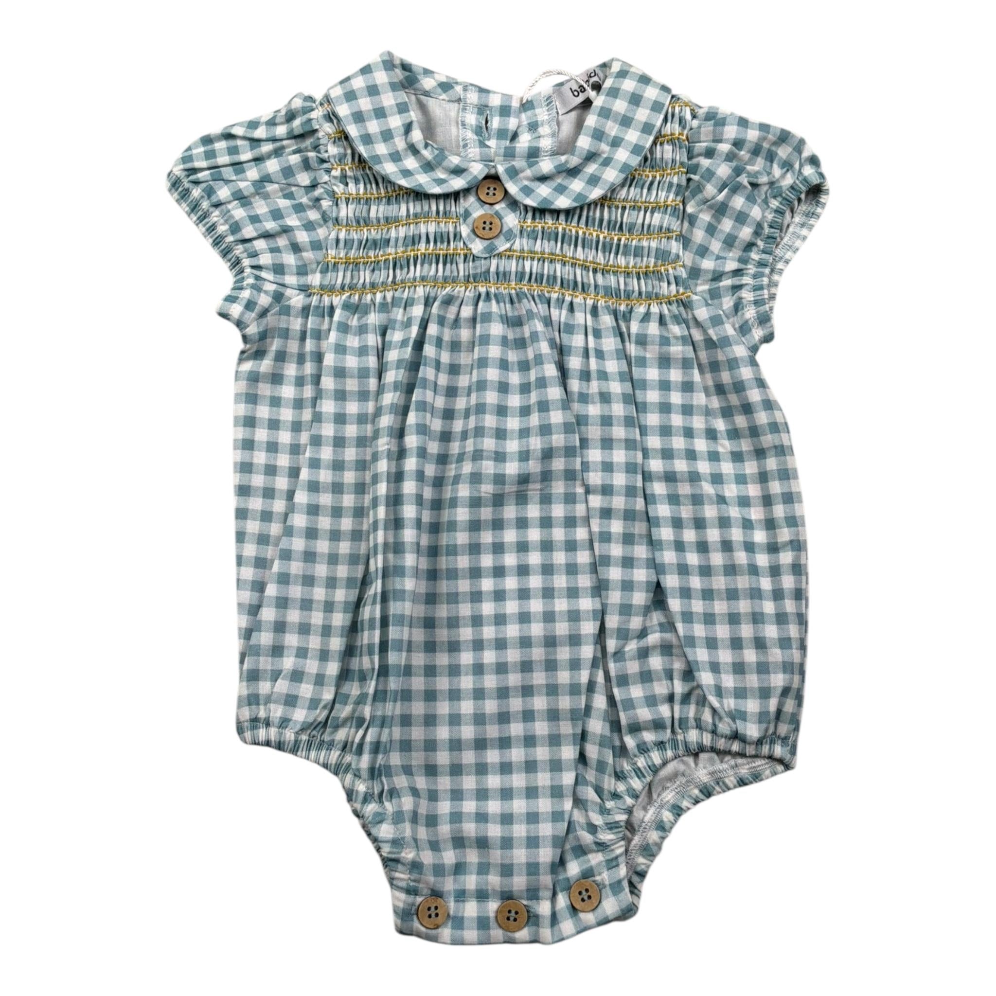 Babidu Pagliaccetto Bicolore con Fantasia A Quadri per Neonata 30406 BIANCO/VERDE BABIDU 