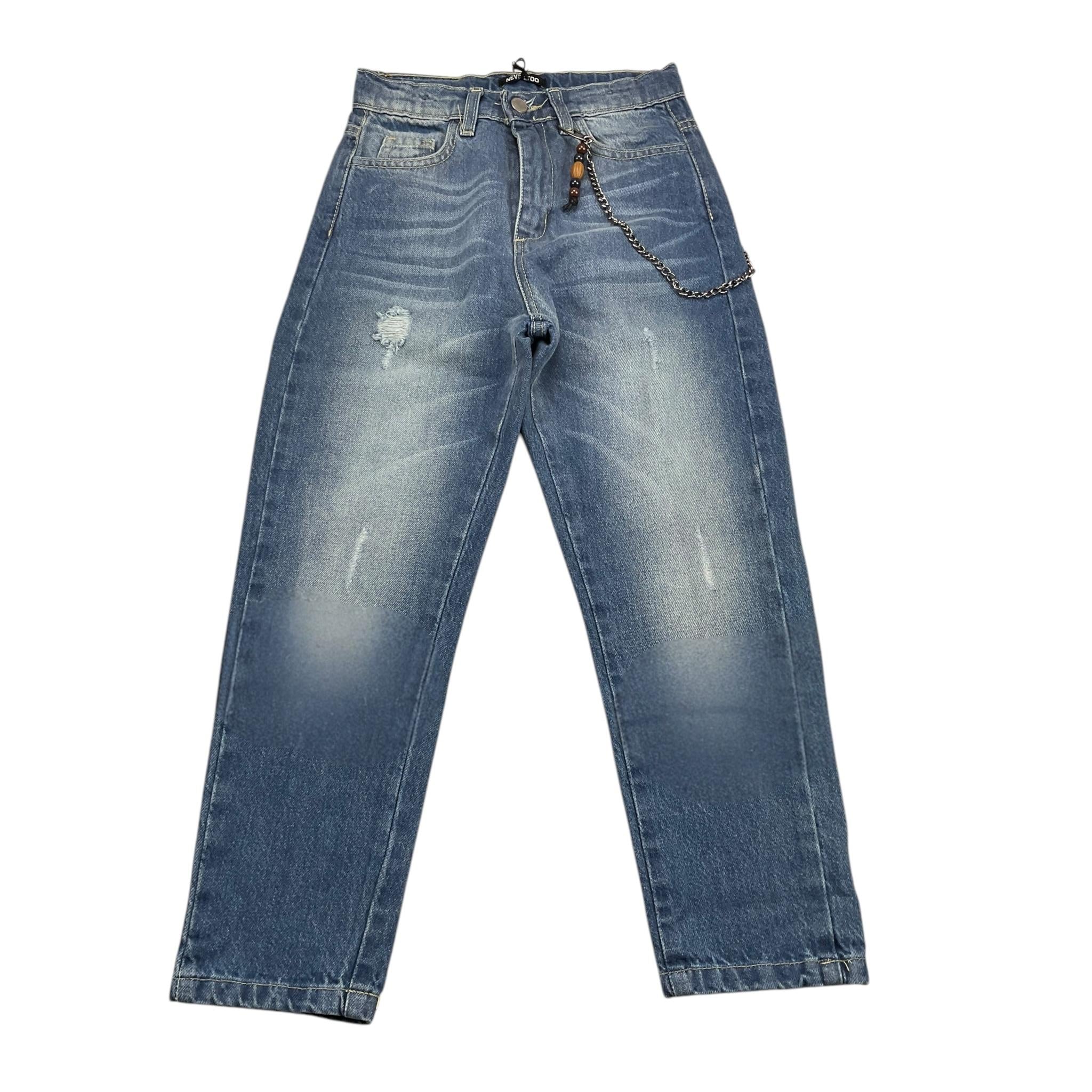 NEVER TOO jeans tinta unita con girovita regolabile Azzurro per Bambino NT1528R AZZURRO NEVER TOO 