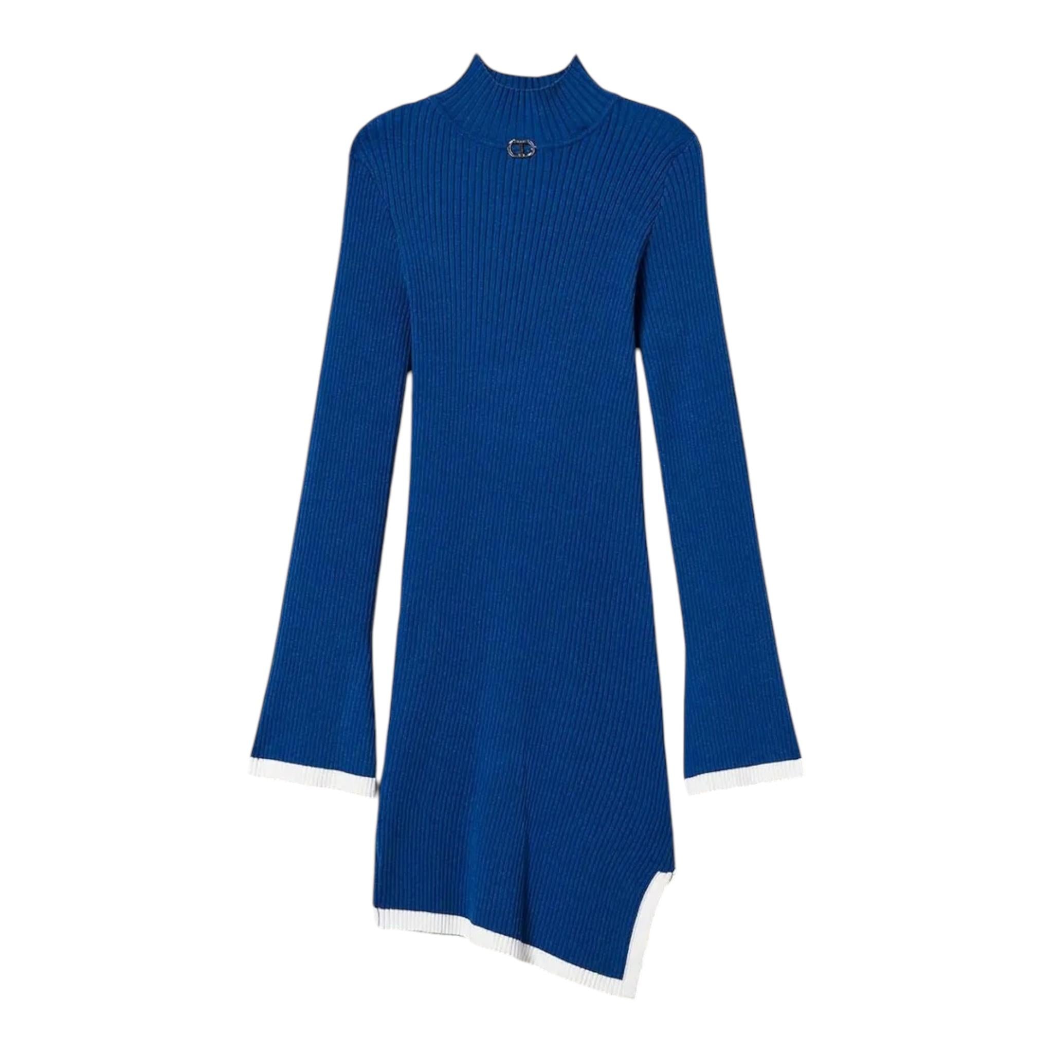 TWINSET abito tinta unita mezzo collo a costine Cobalto per Bambina 242GJ3041 COBALTO TWINSET 