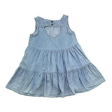 Please Abit Baby Mädchen Einfarbig Denim Blau Armloch